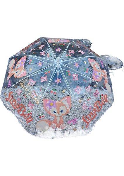 Çocuk Sevimli Şeffaf Uzun Saplı Kemer Şemsiye (Yurt Dışından)