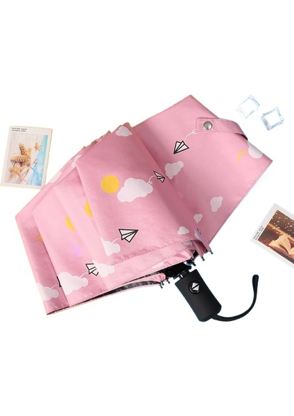 Tam Otomatik Öğrenci Şemsiyesi Çocuk Güneş Kremi Uv Vinil Şemsiye (Yurt Dışından)