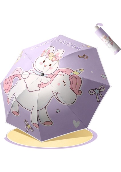 Çocuk Şemsiyesi Erkek Kız Okul Özel Güneşli Yağmur Çift Kullanımlı Güneş Kremi Uv Uzun Saplı Şemsiye (Yurt Dışından)