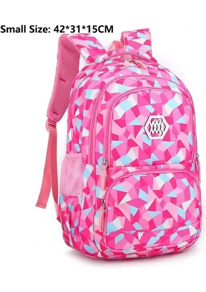 3pcs Renkli Çocuklar Sırt Çantası Geometrik Kızlar Okul Sırt Çantaları Koreli Birincil Çanta Seti Çok Function Çanta Seyahat Çantaları Renk: Kırmızı Küçük Boyut (Yurt Dışından)