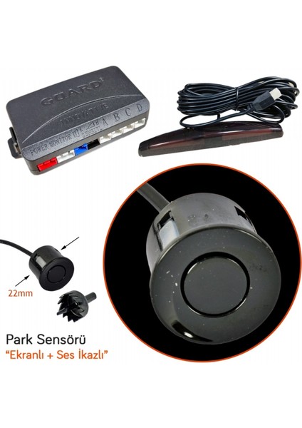 Park Sensörü LED Ekranlı (Uzay Model) Ses Ikazlı Siyah PS.UZ.678