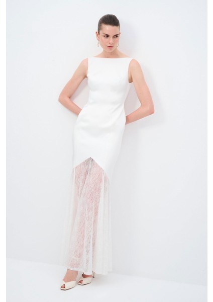 Dantel Detaylı Uzun Elbise Kemik 12445476000 modelleri