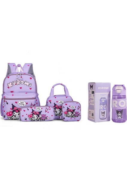 Çok Amaçlı Geniş Kapasiteli Çocuk Omuz Çantası Okul Çantası 5'li Set Okul Çantası + Bozuk Para Cüzdanı + Beslenme Çantası + Kalem Çantası + 500ML Su Dağı (Yurt Dışından)