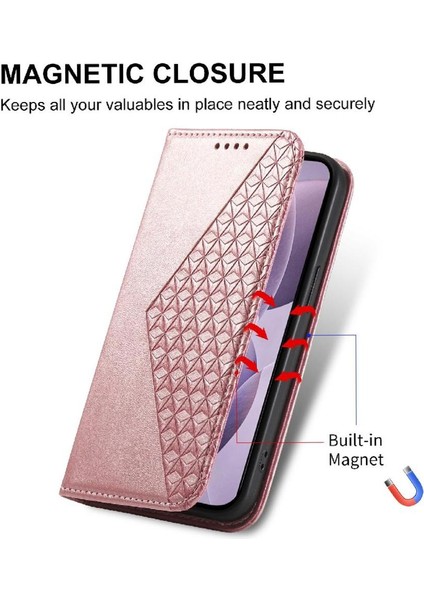 Xiaomi Poco X7 Pro Için Flip Case El Kayışı Cüzdan Eşkenar Dörtgen Şekli Standı Kullanımı (Yurt Dışından)