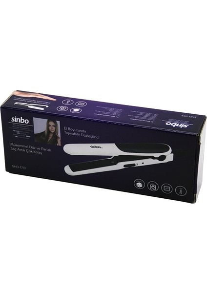 Sinbo SHD-1713 Mini=el Boyut Saç Düzleştirici Cihaz Çanta - Seyahat Seramik Kaplama 1.8mt Kablo Max 200 Santigrat Derece (4401)
