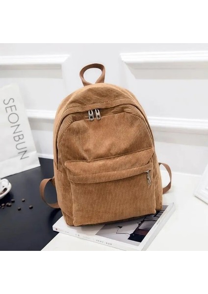 Yeni Trend Sırt Çantası Moda Kadınlar Kadife Sırt Çantası Kolej Kadınları Sol Renk Okulu Sırt Çantası Seyahat Omuz Çantaları Gençler Için Renk: Haki (Yurt Dışından)