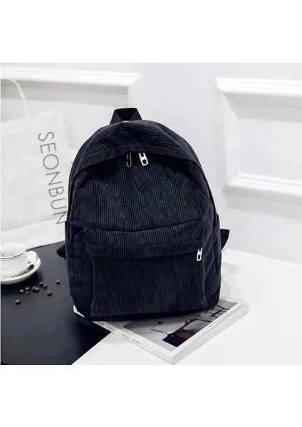 Yeni Trend Sırt Çantası Moda Kadınlar Kadınlar Kadife Backpack Kolej Kadınlar Düz Renk Okulu Sırt Çantası Seyahat Omuz Çantaları Gençler Için Renk: Siyah (Yurt Dışından)