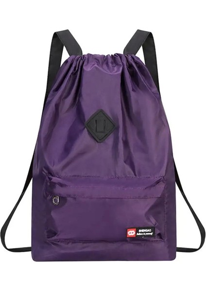 Trendy Naylon Drawstring Sırt Çantası Drawstring 5 Renk Okul Öğrenci Sırt Çantası Su Geçirmez Yıkanabilir Bilgisayar Çantası Unisexcolor: Mor (Yurt Dışından)