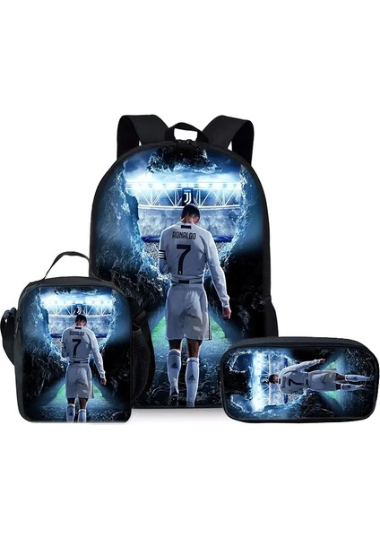 Futbolcu Ronaldo Üç Parçalı Erkek ve Kızlar Için Sırt Çantaları En Iyi Hediyeler 3D Karikatür Okulu Childrencolor Için Sırt Çantası: Dark Gri (Yurt Dışından)