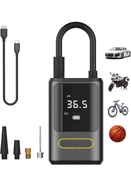 KA-760 Kablosuz Oto Araç Mini 4000MAH 150 Psı Işıklı Oto Hava Kompresörü