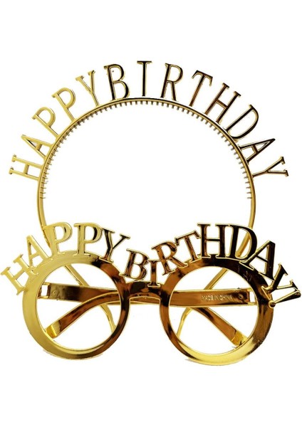 Nessiworld Happybirthdayyazılıtaçvehappybirthdayyazılıgözlüksetialtınrenk