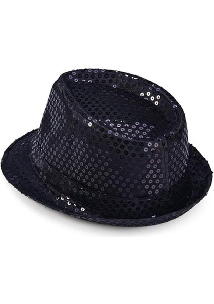 Nessiworld Çocuk Boy Siyah Payetli Şapka Gösteri Şapkası Michael Jackson Şapkası 54 No