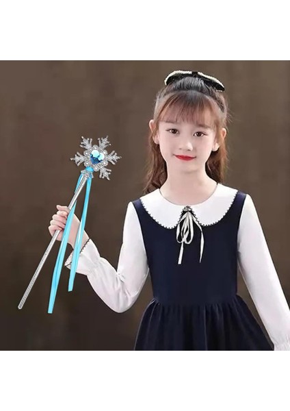 NessiWorld KarTaneliMaviKalpTaşlıSatenKurdeleliKarlarÜlkesiElsaAsasıSopası34cm modelleri