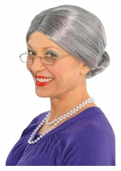 NessiWorld Gri Renk Yaşlı Peruğu Takma Saç Anneanne Babaanne Yetişkin Çocuk Uyumlu modelleri