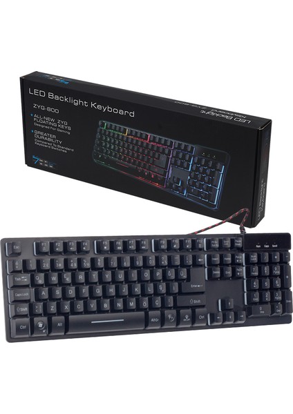 Hello HL-18744 Metal Kasa Rgb Işıklı Kablolu Oyuncu Q Klavye ZYG-800 (4401)