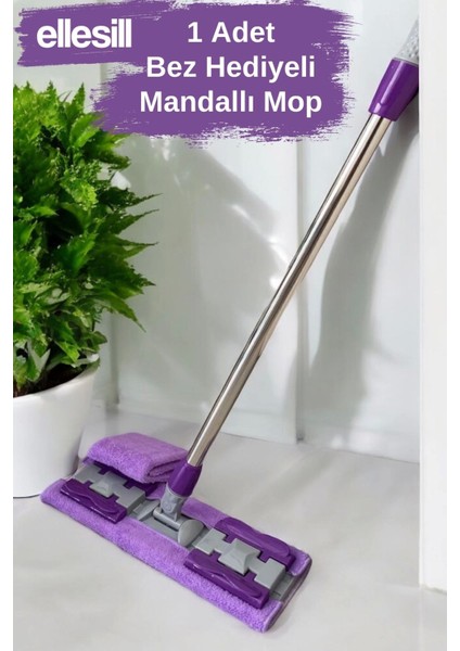 Pratik Mandallı Yer Mopası + Yedek Mikrofiber Bez Hediye, Temizlik Kolaylığı