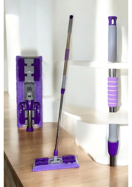 Pratik Mandallı Yer Mopası + Yedek Mikrofiber Bez Hediye, Temizlik Kolaylığı fiyatları