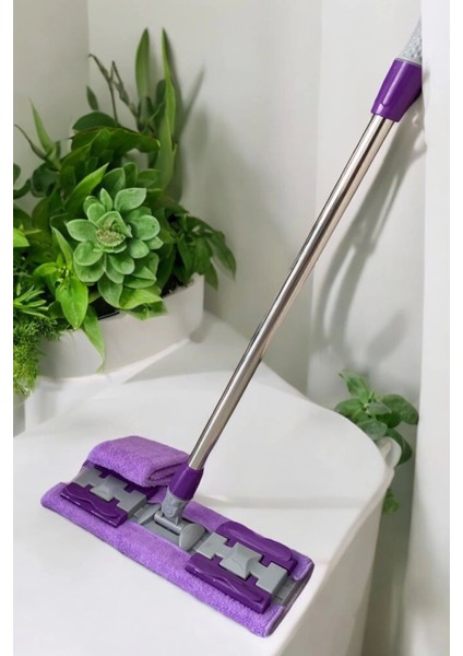 Pratik Mandallı Yer Mopası + Yedek Mikrofiber Bez Hediye, Temizlik Kolaylığı