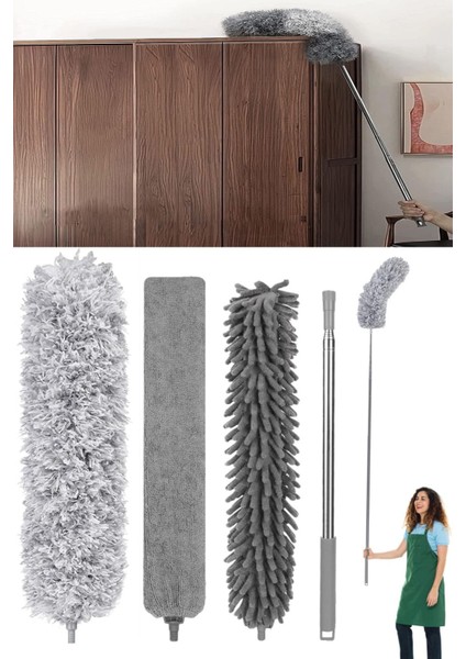 3'ü1 Arada Toz Mopu Seti, 2.5 m Uzayan Sap ile Tüm Alanlar İçin Mükemmel