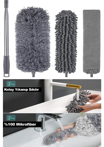 3'ü1 Arada Toz Mopu Seti, 2.5 m Uzayan Sap ile Tüm Alanlar İçin Mükemmel fiyatları