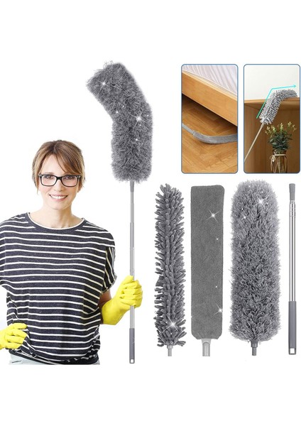 3'ü1 Arada Toz Mopu Seti, 2.5 m Uzayan Sap ile Tüm Alanlar İçin Mükemmel modelleri