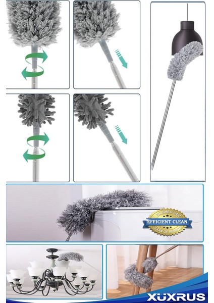 3'ü1 Arada Toz Mopu Seti, 2.5 m Uzayan Sap ile Tüm Alanlar İçin Mükemmel fırsatları