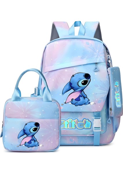 Lilo Stitch 3pcs/set Öğrenci Erkek Kız Okul Çantası Renkli Sırt Çantası Çocuklar Genç Karikatür Okul Kitap Çantası Öğle Yemeği Çantası Hediye Renk: Resim ile Aynı (Yurt Dışından)