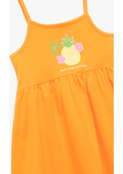Pamuklu Ananas Baskılı Askılı Elbise modelleri