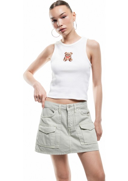 Kargo Cep Detaylı Düğmeli Pamuklu Mini Şort Etek fiyatları