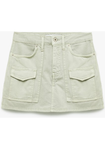 Kargo Cep Detaylı Düğmeli Pamuklu Mini Şort Etek fırsatları