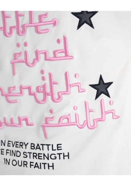 Erkek Kısa Kol Leather Embroidery In Arabic Ekru Tişört