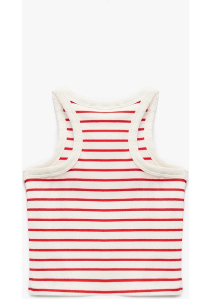 Pamuklu Bisiklet Yaka Kaşkorse Çizgili Crop Atlet fiyatları