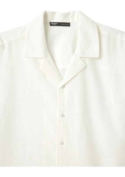 Pamuklu Devrik Yaka Regular Fit Desenli Nakışlı Kısa Kollu Gömlek indirimleri