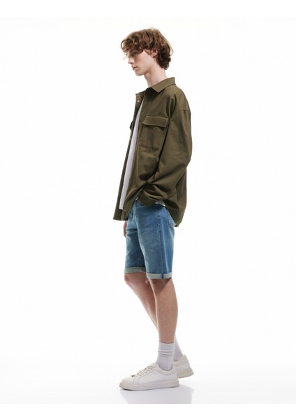 Katlamalı Paça Bermuda Slim Fit Denim Şort fiyatları