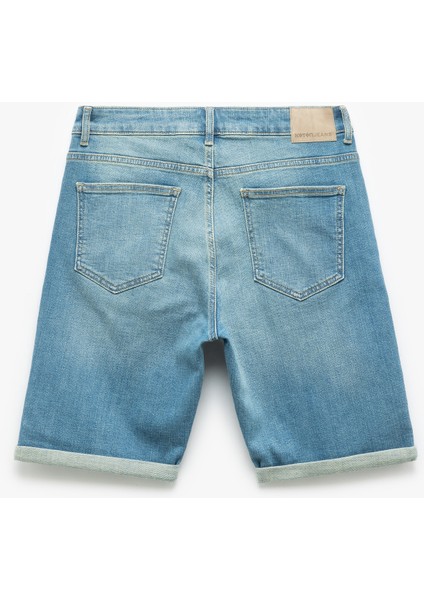 Katlamalı Paça Bermuda Slim Fit Denim Şort indirimleri