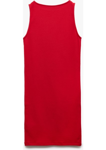 Kaşkorse Yuvarlak Yaka Kolsuz Mini Kalem Bodycon Kalem Elbise fırsatları