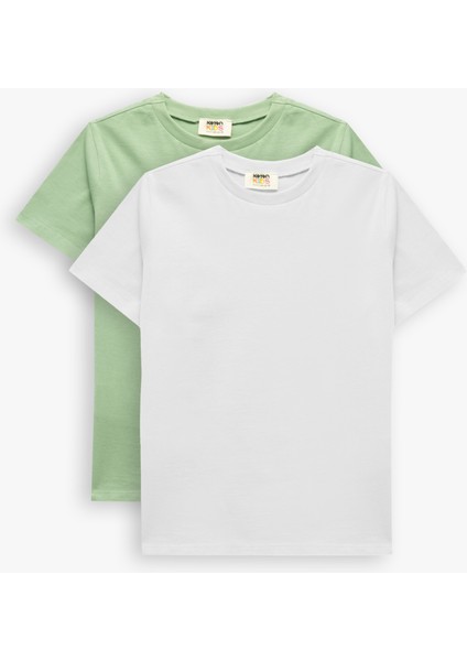 Pamuklu Kısa Kollu Bisiklet Yaka Basic Tişört Seti