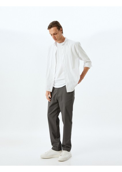 Pamuklu Gabardin Cep Detaylı Chino Pantolon
