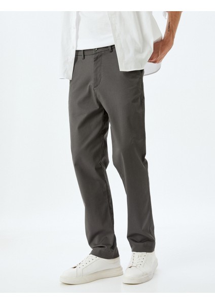 Pamuklu Gabardin Cep Detaylı Chino Pantolon