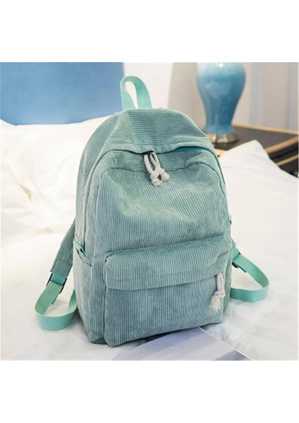 Kadınlar Sırt Çantası Kadife Tasarım Okulu Genç Kızlar Için Okul Sırt Çantaları Okul Çantası Çizgili Sırt Çantası Seyahat Çantaları Soulder Bag Mochila Renk: Açık Yeşil (Yurt Dışından)