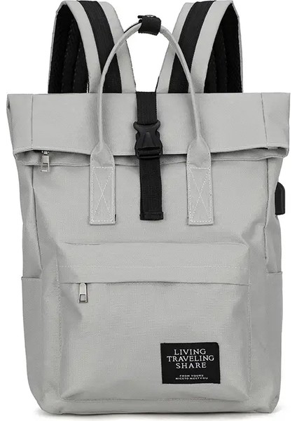 Okul Çantaları Için Kadın Sırt Çantası Genç Kızlar USB Arayüzü ile Gündelik Sırt Çantaları Büyük Kapasiteli Oxford Bayanlar Dizüstü Bilgisayar Arka Paketi: Gri/boyut: 30X13X39CM (Yurt Dışından)