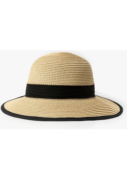 Bant Detaylı Hasır Şapka