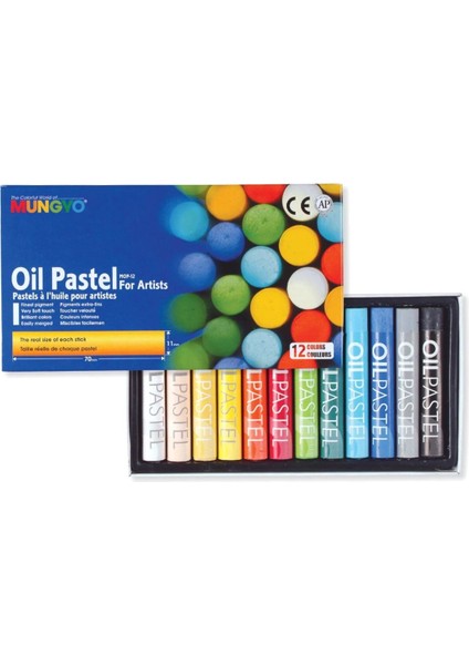 12'li Renkli Yağlı Pastel Karton Kutusu, Karışık Renk Seçenekleri