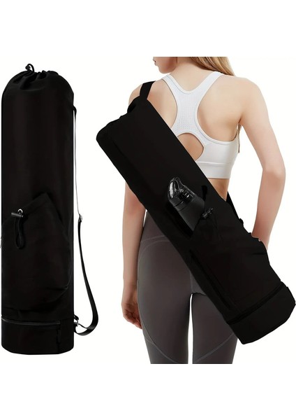 Yoga Mat Çantası Su Şişesi Cep ve Alt Islak Çanta Sporları Omuz Kayışı ile Yoga Mat Taşıyıcı Çok Fonksiyonlu Depolama Bagcolor: Pembe (Yurt Dışından)