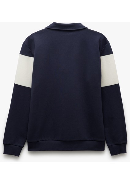 Yeni Sezon Pamuklu Renk Bloklu Uzun Kollu Yarım Fermuarlı Sweatshirt fırsatları