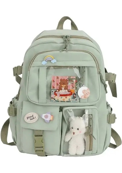 Kawaii Estetik Kadınlar Backpack Okul Çantası Genç Kızlar Için Japon Koreli Rucksack Öğrenci Kitap Çantaları Sevimli Okul Sırt Çantası Mochila Renk: Yeşil (Yurt Dışından)