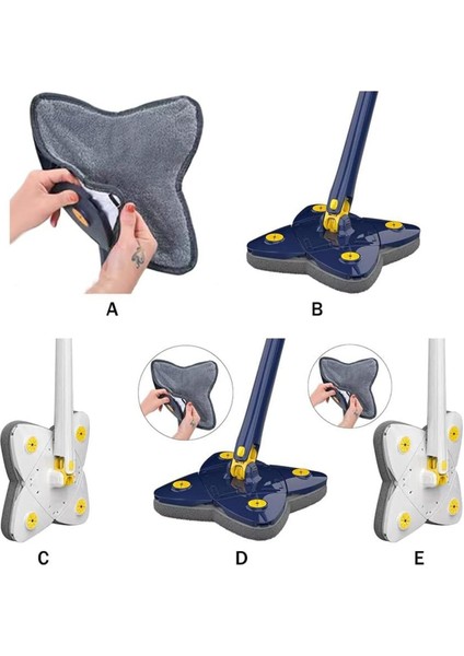 Pratik Mikrofiber Mop Seti, Dörtgen Başlık, Her Yüzeye Uygun Temizlik Aracı