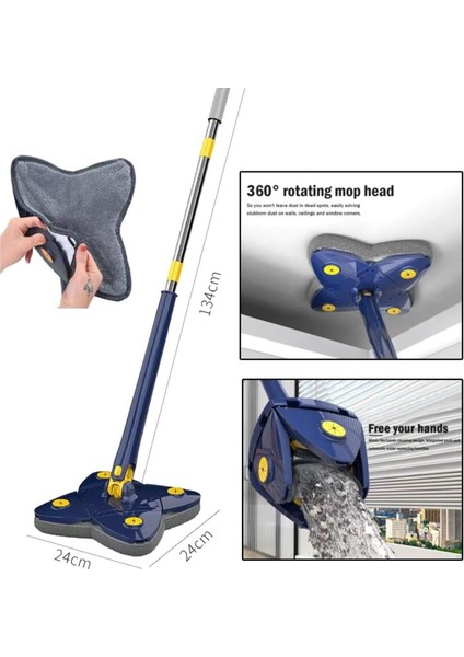 Pratik Mikrofiber Mop Seti, Dörtgen Başlık, Her Yüzeye Uygun Temizlik Aracı fiyatları
