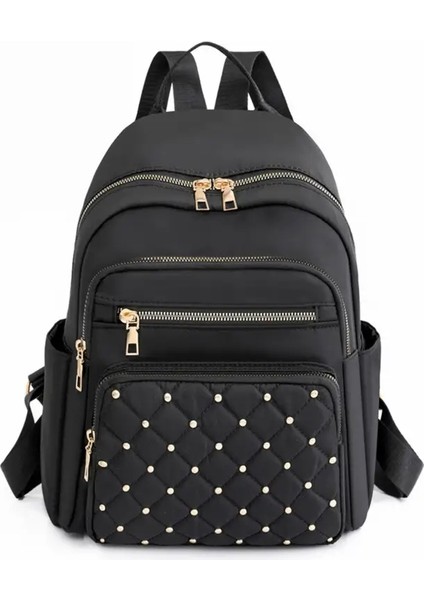 Moda Çanak Kadın Yüksek Kaliteli Naylon Sırt Çantaları Kadın Büyük Seyahat Geri Çanta Genç Kızlar Için Büyük Okul Çantaları Omuz Çantası Renk: Siyah/boyut: 14 Inç (Yurt Dışından)