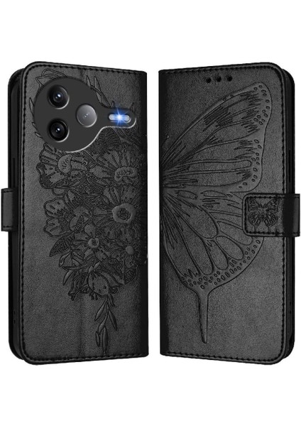Xiaomi Poco F7 Ultra 5g Flip Kapak Kabartma Kelebek Manyetik (Yurt Dışından)